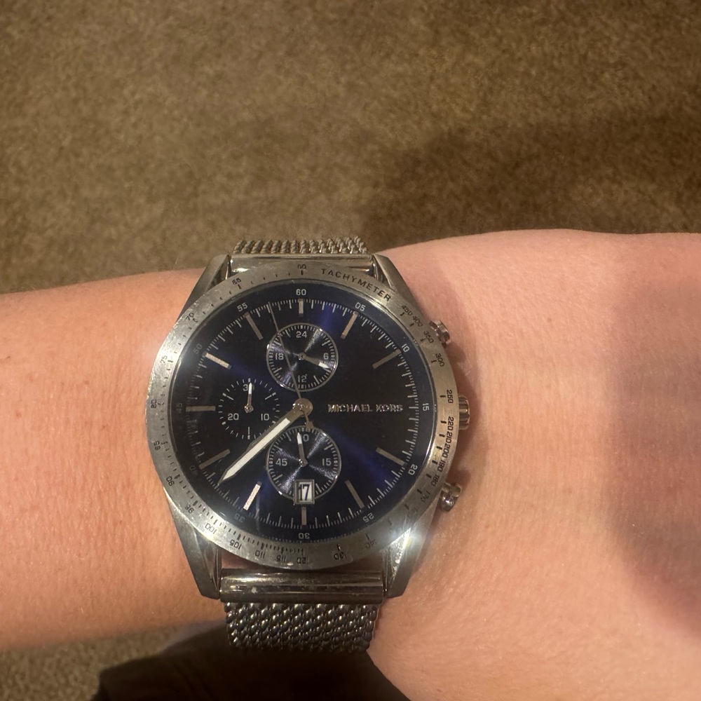 Michael Kors Navy and Silver Chronograph Watch